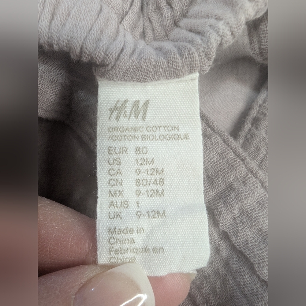 H&M 100% Organic Cotton Baby Romper Light Purple, Size 12m - Picture 5 of 6